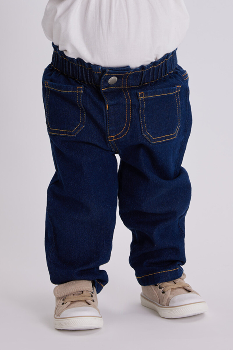 Pantalón jean paper bag Azul Oscuro