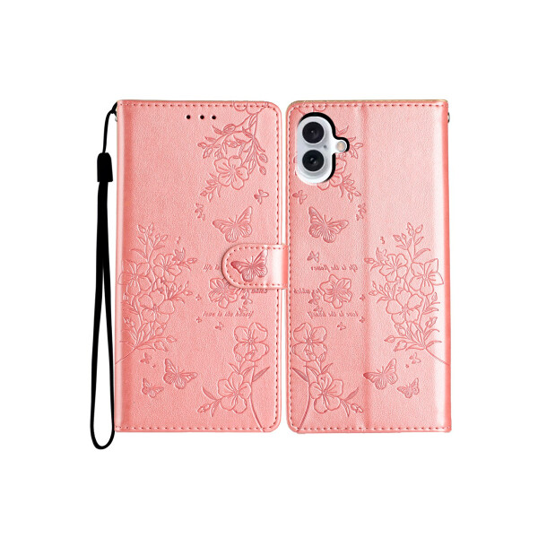Flip cover para iPhone 16 diseño mariposas color rosa Flip Cover Para Iphone 16 Diseño Mariposas Color Rosa