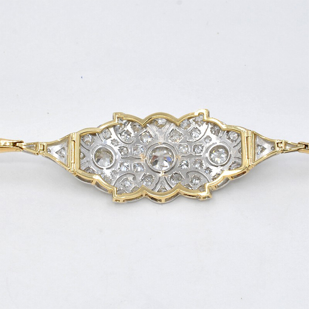Pulsera Estilo Antiguo, En Oro 18K, Platino Y Brillantes Pulsera Estilo Antiguo, En Oro 18K, Platino Y Brillantes