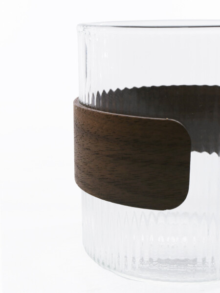 VASO LISTRADO CON MADERA TRANSPARENTE