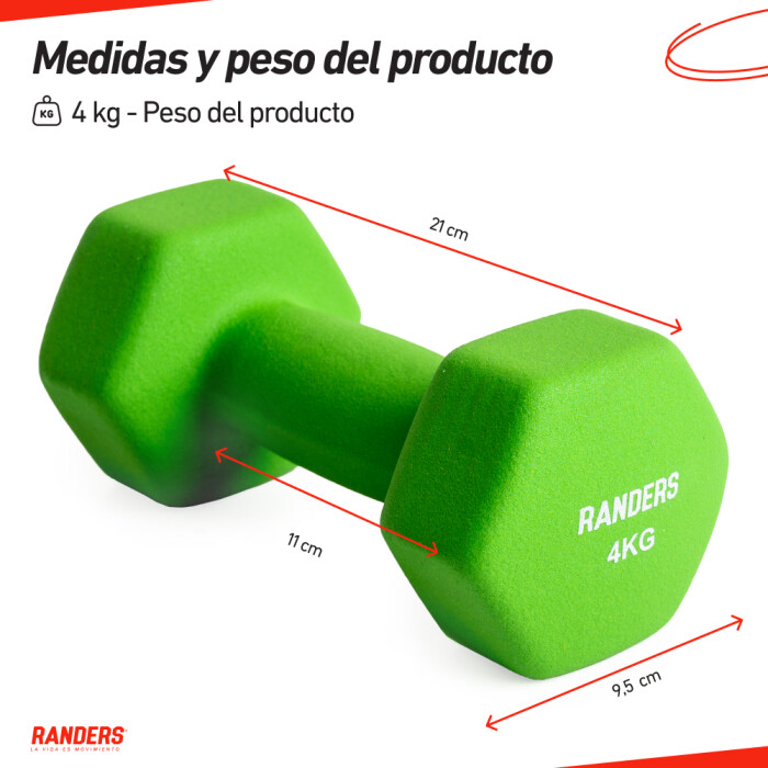 Mancuerna 4KG Revestida De Neopreno Verde Mancuerna 4KG Revestida De Neopreno Verde