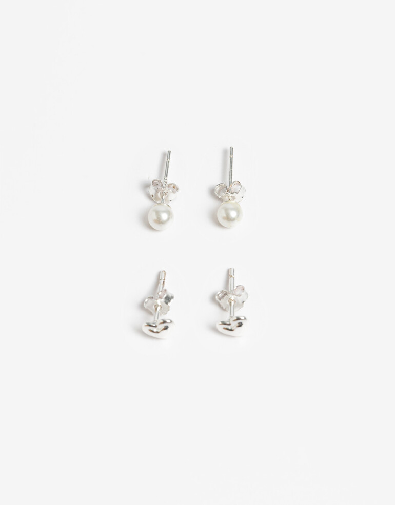 Aros Sets Perlas Set De Aros Plata 925 - Plateado