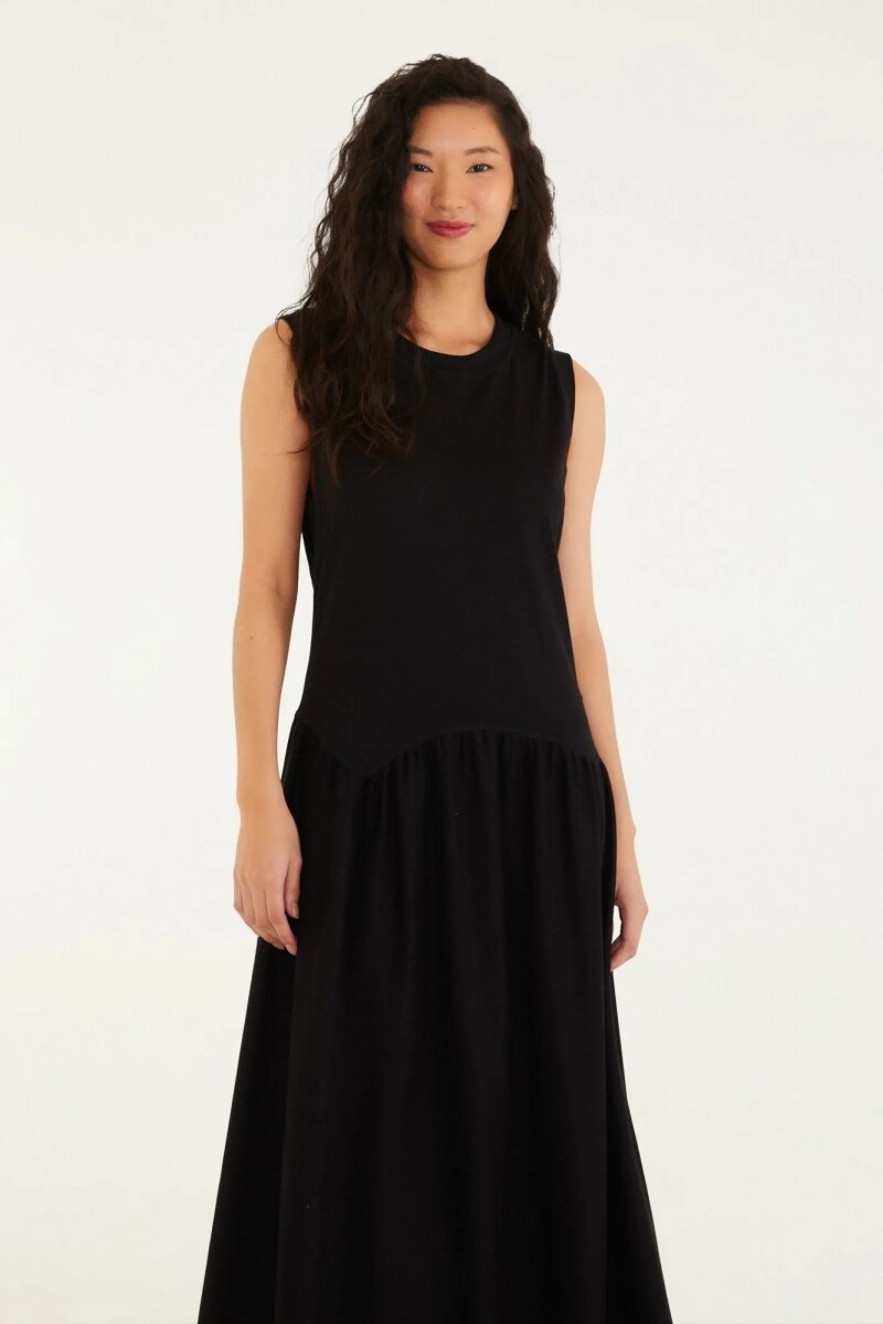 VESTIDO MAXI REGATA Negro