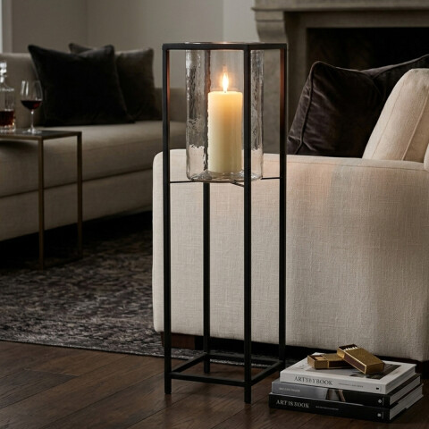 Candelabro Vidrio y Estructura de Metal 76 x 21 cm U