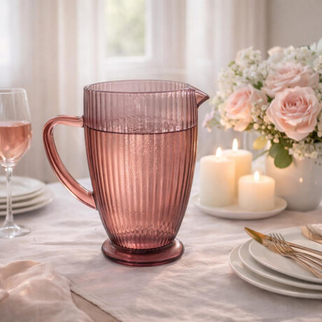 Jarra de Vidrio Diseño Line Rosa Malva