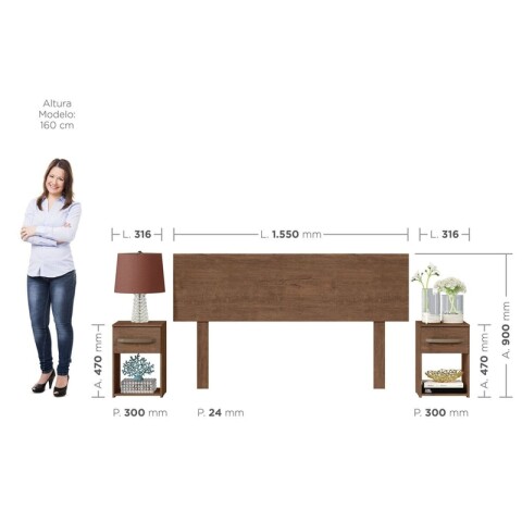 Respaldo de Sommier C/ 2 Mesas de Luz - MDP - DAKAR Respaldo de Sommier C/ 2 Mesas de Luz - MDP - DAKAR