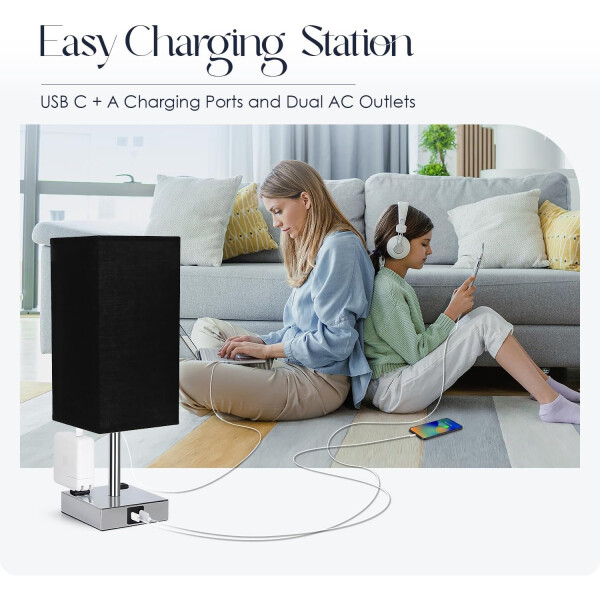 Lámpara de Mesa Touch IMBACK IBK-ILU013 | Con USB-C, USB-A y Enchufes | Moderna y Funcional Negro Lámpara de Mesa Touch IMBACK IBK-ILU013 | Con USB-C, USB-A y Enchufes | Moderna y Funcional Negro