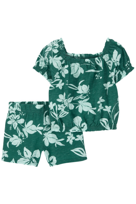 Set dos piezas de algodón, short y blusa diseño floral Sin color