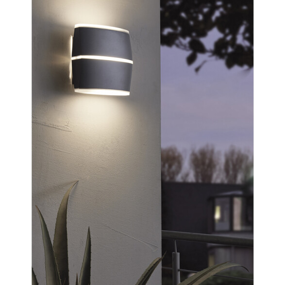 Aplique pared LED gris 2x6W 3000K IP44 PERAFITA EG3362