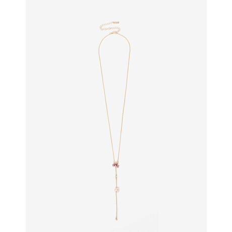 Collar Largo Con Dije Floral Dorado