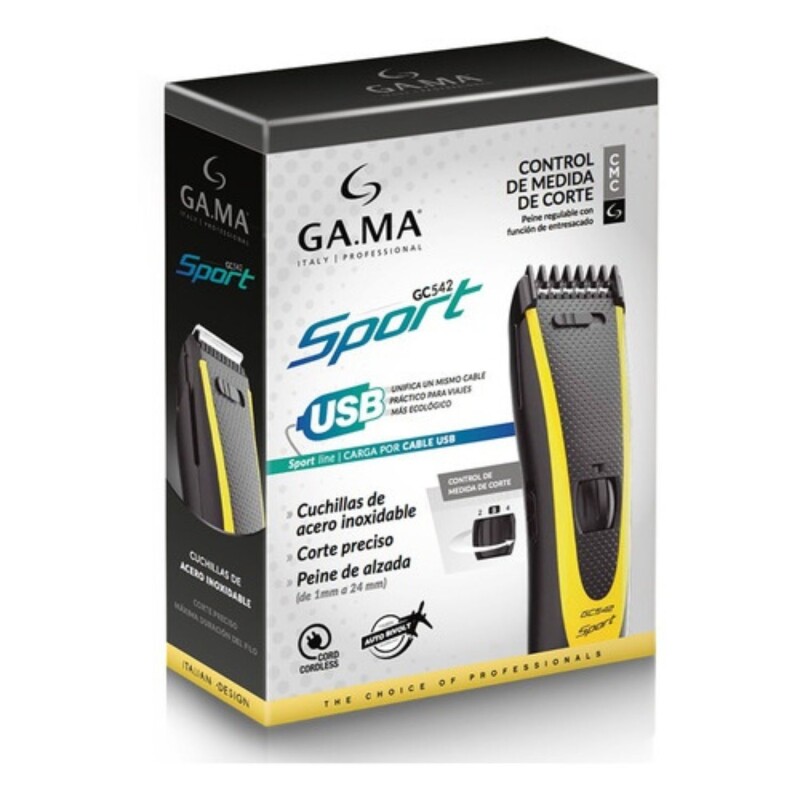 Máquina corta pelo GAMA Sport inalámbrica carga por USB Negro