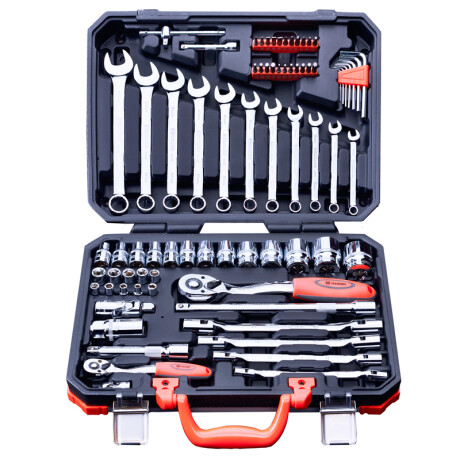 JUEGO DE LLAVES Y DADOS ENC 1/2 Y 1/4 CON VALIJA 77PZS PRO HARDEN ++ Sin color