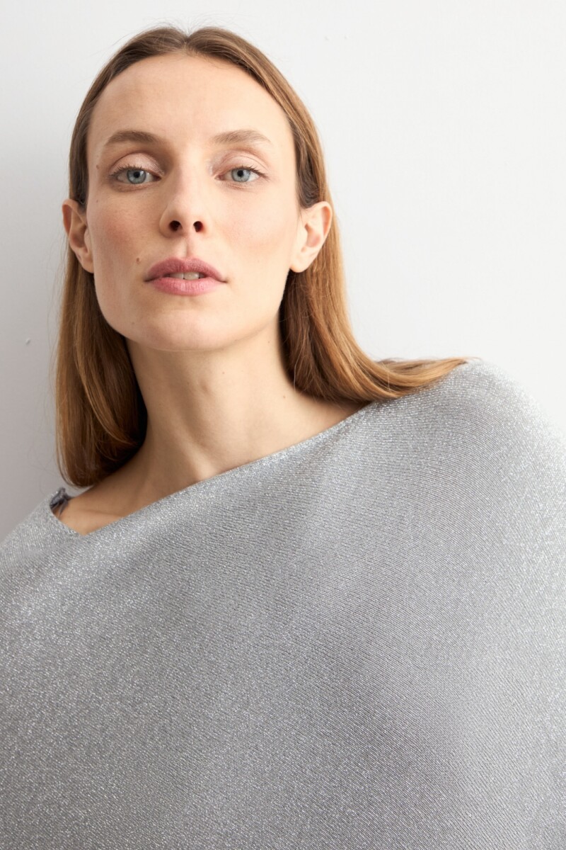 Capa tejida lurex gris