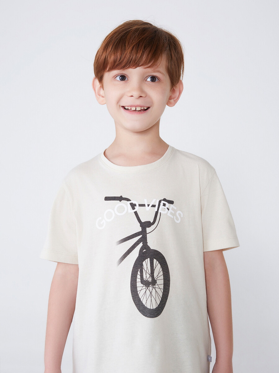 CAMISETA INFANTIL CON ESTAMPA - BEIGE 