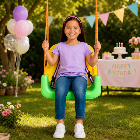 Hamaca Infantil 3en1 Adaptable Bebé Niño Plástico c/Cuerdas Verde
