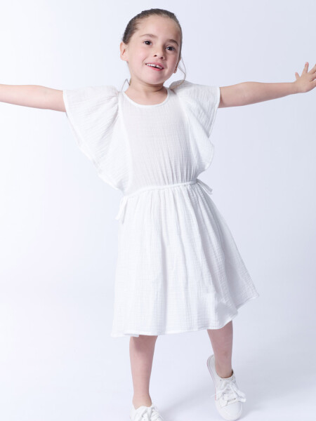 Vestido rustico volados Crudo