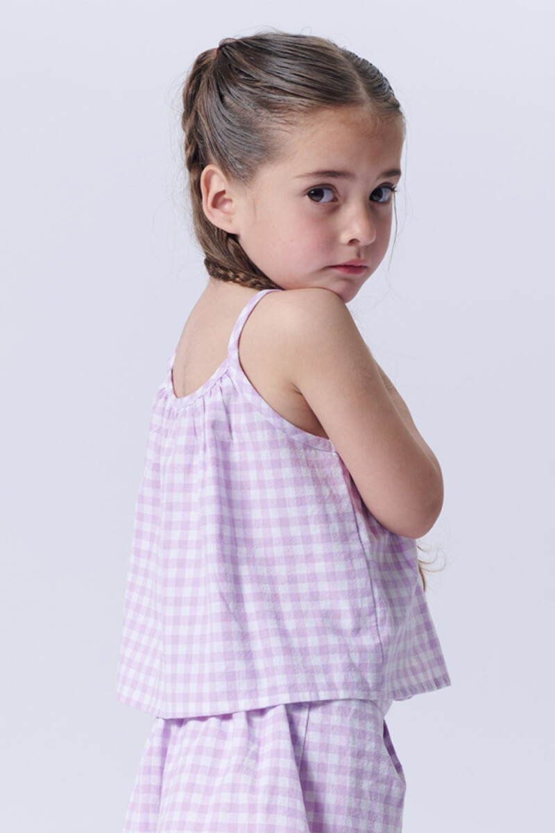Top cuadro vichy Lila