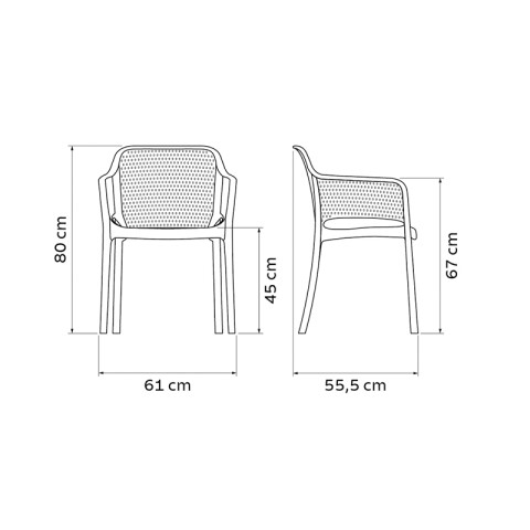 Silla apilable gamuza "GABRIELA" con posabrazos -TRAMONTINA TD0667