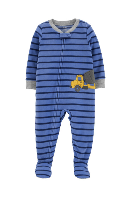 Pijama una pieza de micropolar con pie estampa camión Sin color