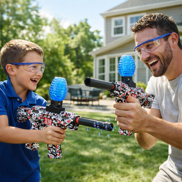 Pistola Hidrogel Ametralladora Lentes Municiones Recargable Color Rojo