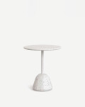 Mesa Saura redonda de exterior de terrazzo blanco Ø 70 cm