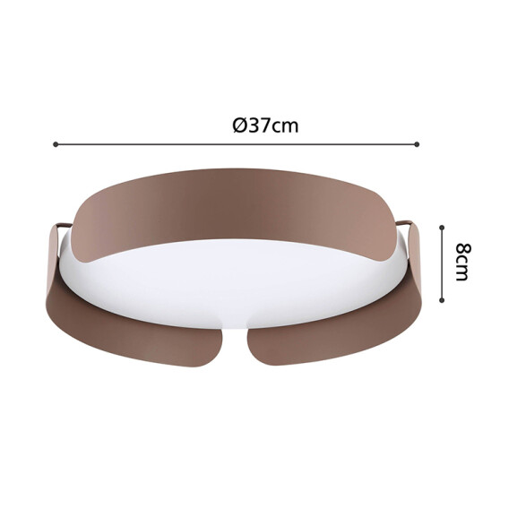 Plafón LED acero marrón 20W cálida Ø370 VALCASOTTO EG3502