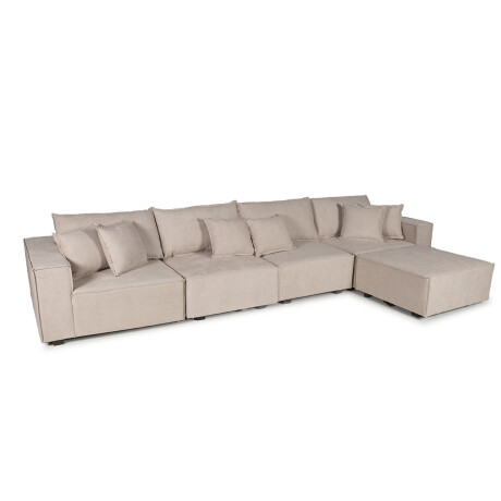 Sofá Modular Maia (5 módulos) - Tela Microfibra 12073 (Greige)