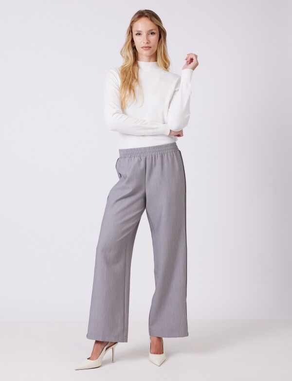 Pantalon Wide Leg Con Franjas Deportivas GRIS