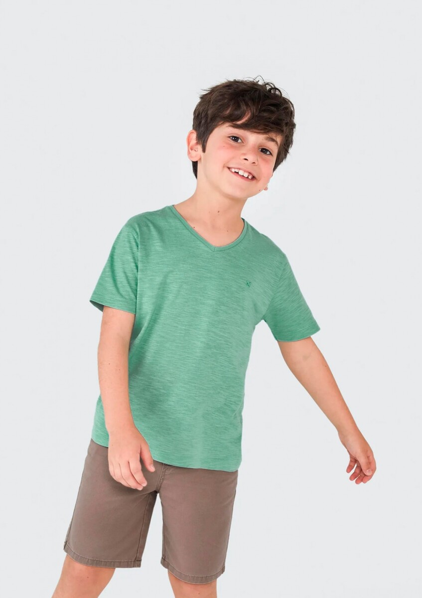 CAMISETA UNISSEX BÁSICA INFANTIL EN TELA FLAMÉ - VERDE 