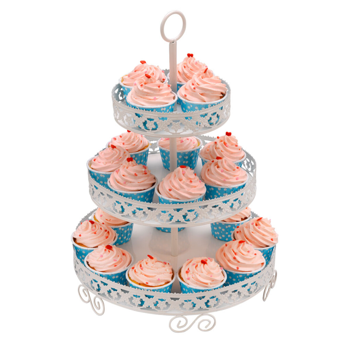 Soporte para Cupcakes y Masas de Metal Blanco con 3 Niveles – Selecta 