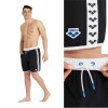 Bermuda Short Largo De baño Playa Deportivo Unisex Arena Icons Team Stripe Negro