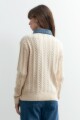 Sweater cuello polo en jean beige