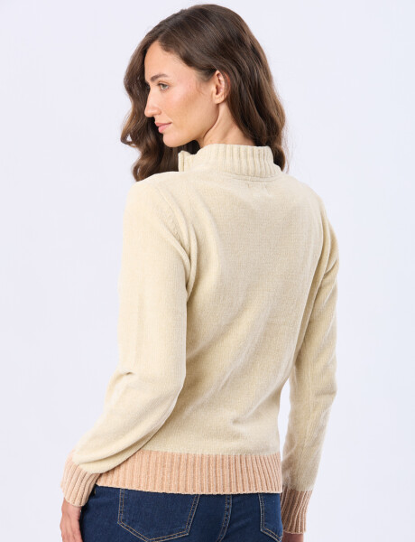 BUZO TEJIDO COMBINADO Beige