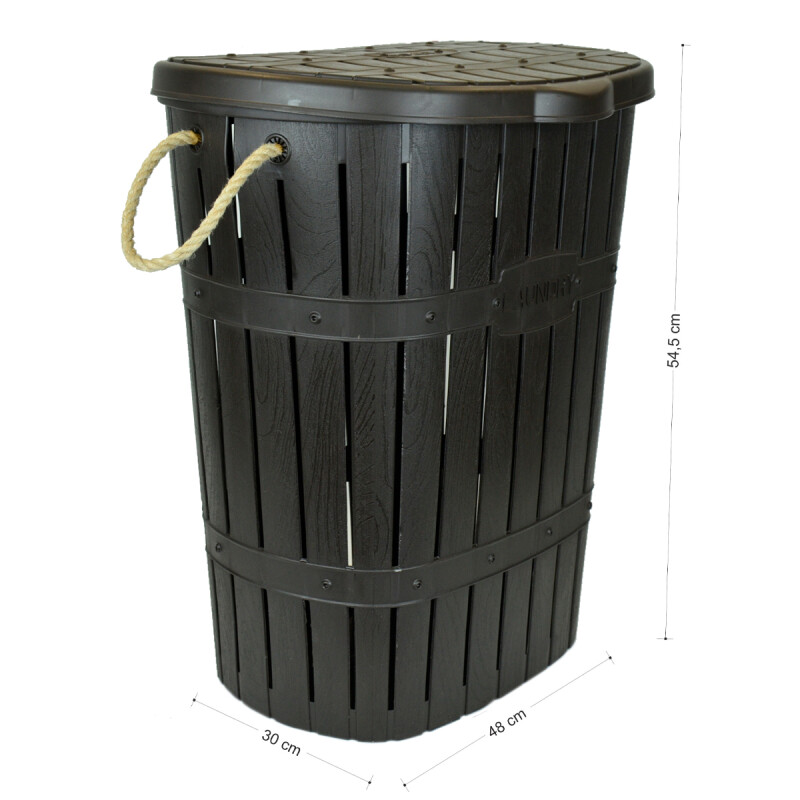 Cesto para ropa con asas de cuerda baño MARRON