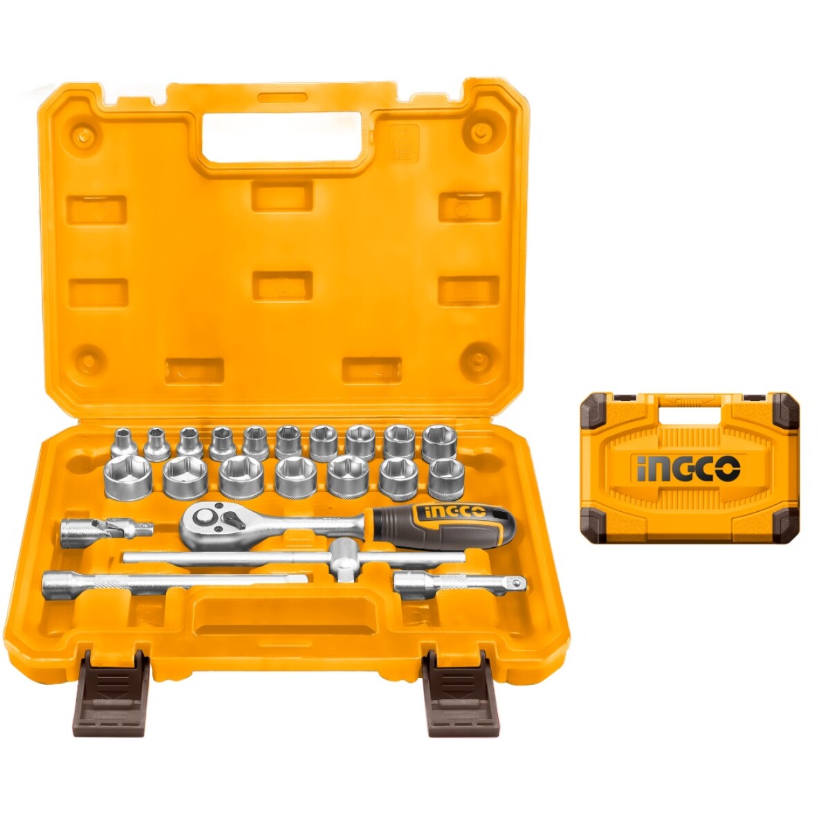 SET 22PCS CRIQUE + DADOS CR-V 3/8" INGCO HKTS38221 - AMARILLO-NEGRO 