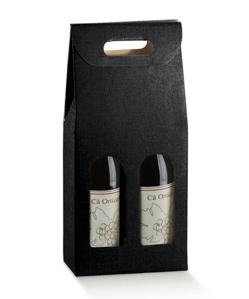 Caja c/ventana 2 botellas 18x9x38,5 - 17122 - SETA NERO Caja c/ventana 2 botellas 18x9x38,5 - 17122 - SETA NERO