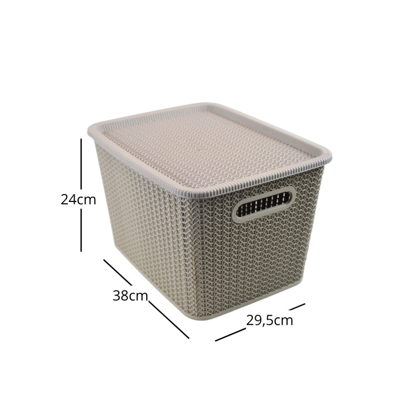 Caja organizadora símil ratán 20lt Cappuccino