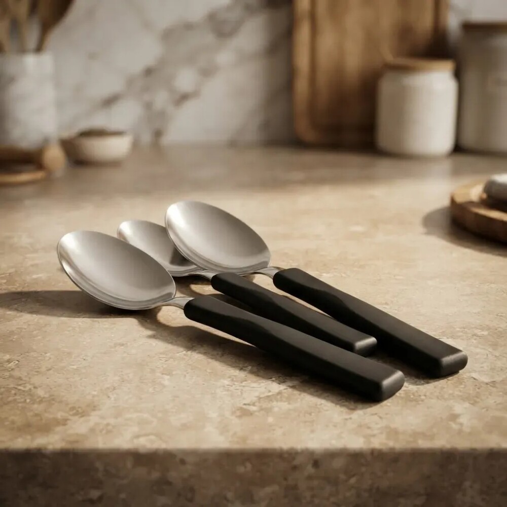UNA Set 3 Cucharas M.Plastico Negro 83320/5 UNA Set 3 Cucharas M.Plastico Negro 83320/5