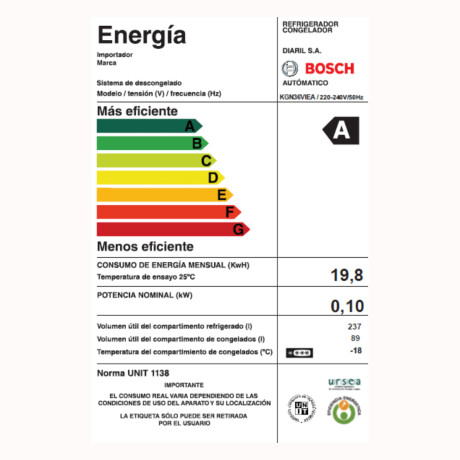 Heladera Bosch Kgn36Viea 326Lts Acero Inoxidable