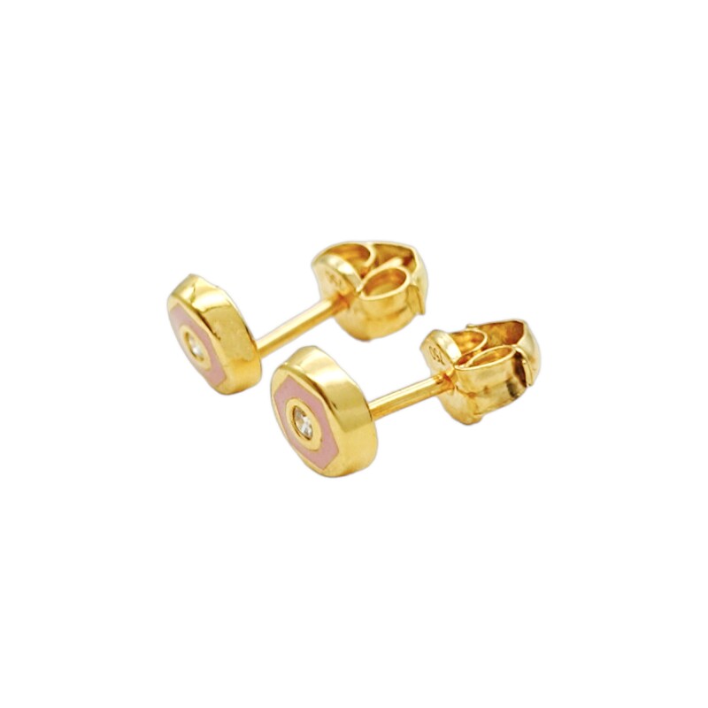Abridores Zirconia-Oro 18k-Piedra Zirconia y Resina rosada-AB9512 conpiedra