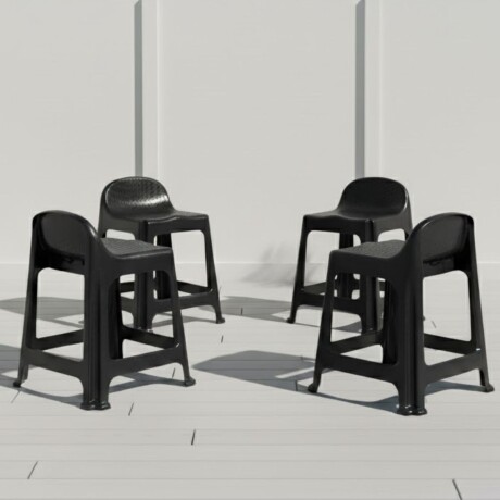 Set x4 Banqueta con respaldo apilable resistente NEGRO