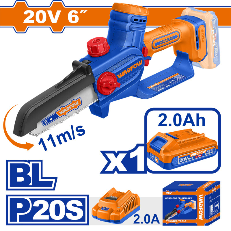 MINI MOTOSIERRA 6´´´´ A BATERIA P20S 20V BRUSHLESS C/CADENA + VAINA + LLAVE MINI MOTOSIERRA 6´´´´ A BATERIA P20S 20V BRUSHLESS C/CADENA + VAINA + LLAVE