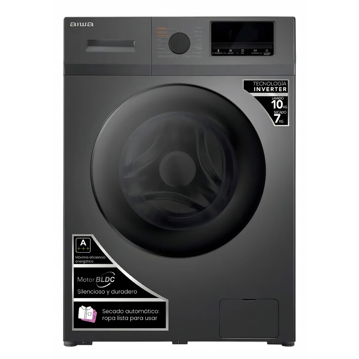Lavasecarropas Automático Inverter Aiwa 10kg/7kg Frontal - Negro 