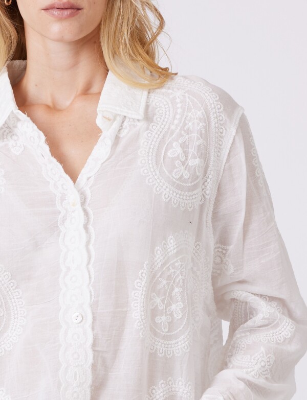 Camisa Algodon Broderie BLANCO