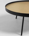 Mesa de centro MDF efecto roble y estructura de acero acabado negro Nenet Ø 84 cm Mesa de centro MDF efecto roble y estructura de acero acabado negro Nenet Ø 84 cm