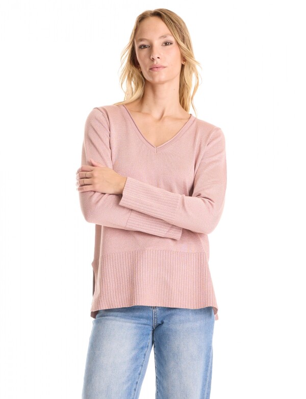 Buzo Esc V Lurex ROSA