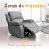 Sofá Sillón Poltrona Reclinable Masajeador Electrico Color Tela Gris Color Gris