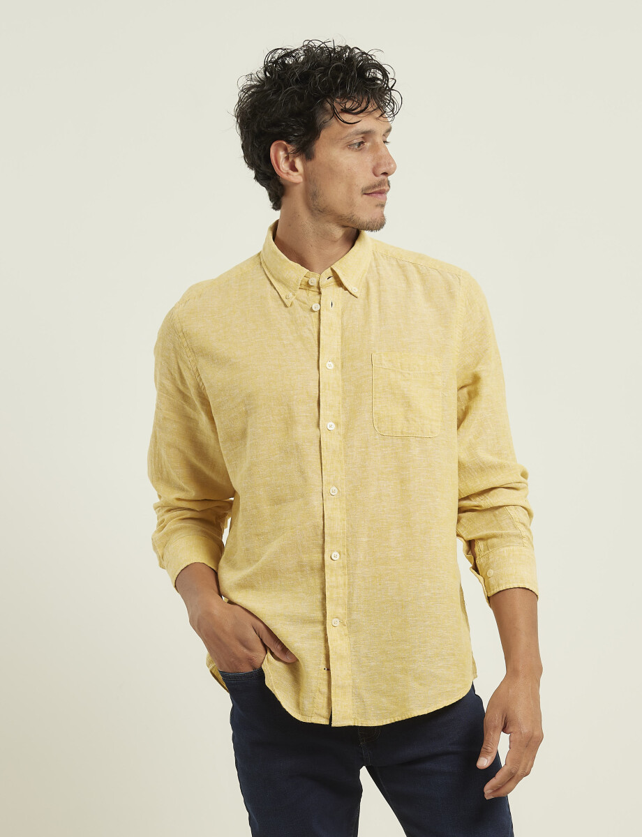 011665 CAMISA DE LINO HARRINGTON LABEL Amarillo