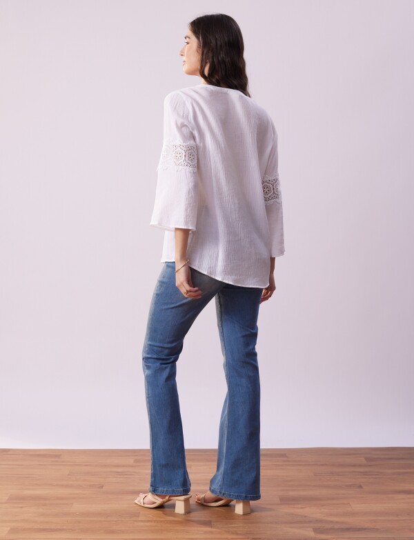 Blusa Manga Calada BLANCO