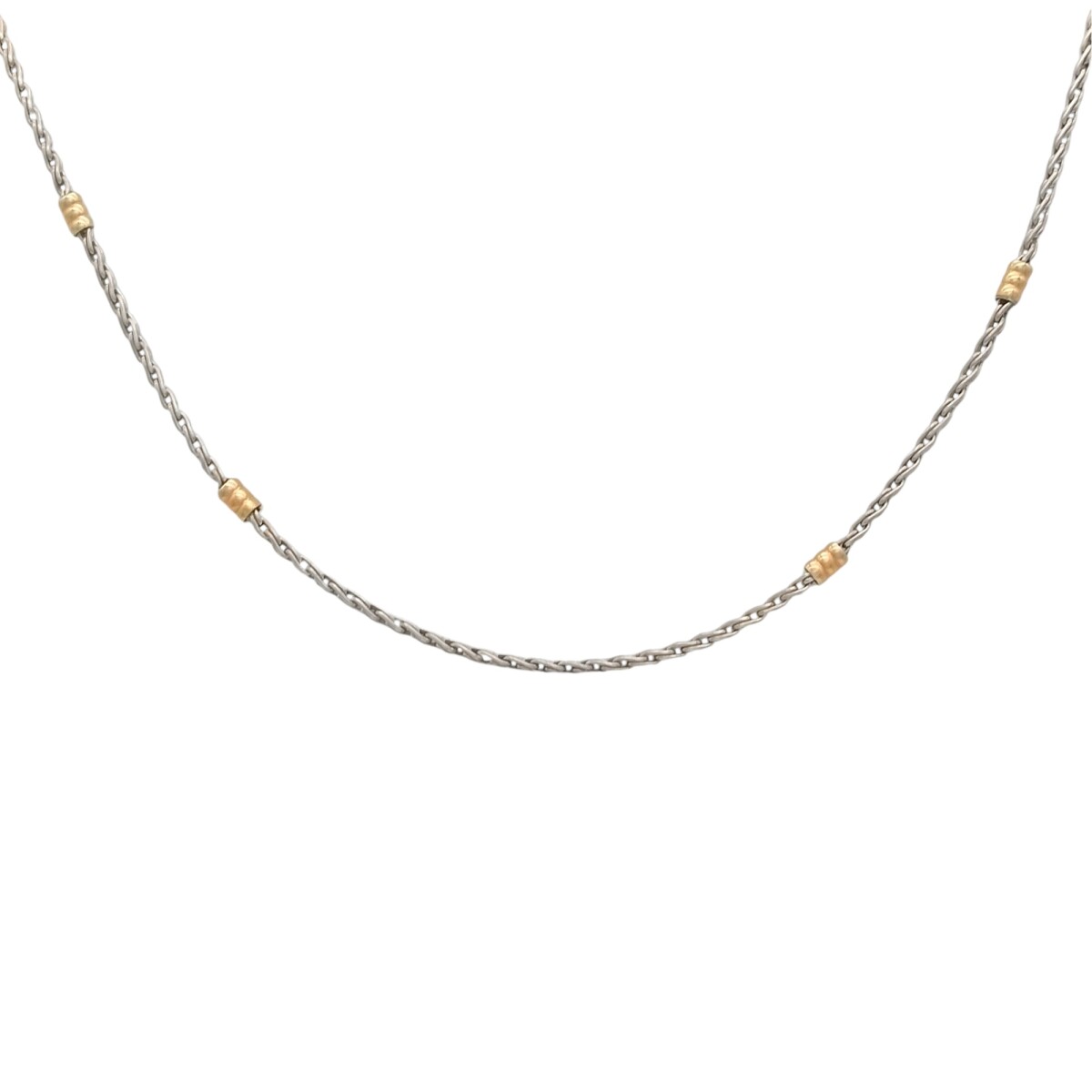 Cadena Collar Espiga-Plata y Oro-Sin Piedra-CD5011 - sinpiedra 